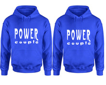 將圖片載入圖庫檢視器 Power Couple hoodies, Matching couple hoodies, Royal Blue pullover hoodies