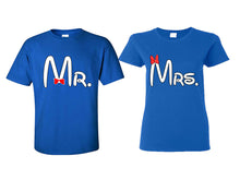 Load image into Gallery viewer, Mr Mrs matching couple shirts.Couple shirts, Royal Blue t shirts for men, t shirts for women. Couple matching shirts.
