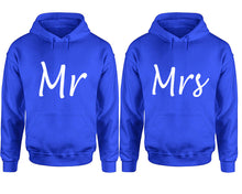Load image into Gallery viewer, Mr and Mrs hoodies, Matching couple hoodies, Royal Blue pullover hoodies