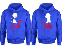 Load image into Gallery viewer, Her Jack His Sally hoodie, Matching couple hoodies, Royal Blue pullover hoodies. Couple jogger pants and hoodies set.