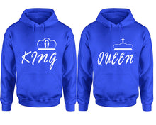 將圖片載入圖庫檢視器 King and Queen hoodies, Matching couple hoodies, Royal Blue pullover hoodies