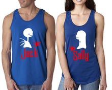 Load image into Gallery viewer, Her Jack His Sally  matching couple tank tops. Couple shirts, Royal Blue tank top for men, tank top for women. Cute shirts.