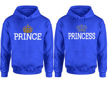 將圖片載入圖庫檢視器 Prince Princess hoodie, Matching couple hoodies, Royal Blue pullover hoodies. Couple jogger pants and hoodies set.