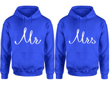 Load image into Gallery viewer, Mr and Mrs hoodies, Matching couple hoodies, Royal Blue pullover hoodies