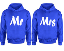 Load image into Gallery viewer, Mr and Mrs hoodies, Matching couple hoodies, Royal Blue pullover hoodies