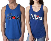 Load image into Gallery viewer, Soul Mate  matching couple tank tops. Couple shirts, Royal Blue tank top for men, tank top for women. Cute shirts.