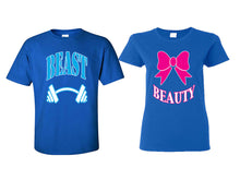 將圖片載入圖庫檢視器 Beast Beauty matching couple shirts.Couple shirts, Royal Blue t shirts for men, t shirts for women. Couple matching shirts.