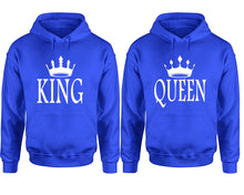 將圖片載入圖庫檢視器 King and Queen hoodies, Matching couple hoodies, Royal Blue pullover hoodies
