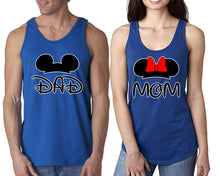 Load image into Gallery viewer, Dad Mom  matching couple tank tops. Couple shirts, Royal Blue tank top for men, tank top for women. Cute shirts.