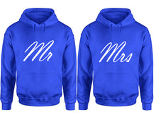 Load image into Gallery viewer, Mr and Mrs hoodies, Matching couple hoodies, Royal Blue pullover hoodies