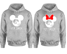 Load image into Gallery viewer, Her Jack and His Sally hoodie, Matching couple hoodies, Sports Grey pullover hoodies. Couple jogger pants and hoodies set.