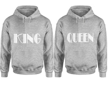 將圖片載入圖庫檢視器 King and Queen hoodies, Matching couple hoodies, Sports Grey pullover hoodies