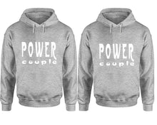 將圖片載入圖庫檢視器 Power Couple hoodies, Matching couple hoodies, Sports Grey pullover hoodies