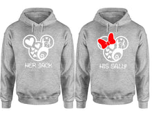 Load image into Gallery viewer, Her Jack and His Sally hoodie, Matching couple hoodies, Sports Grey pullover hoodies. Couple jogger pants and hoodies set.