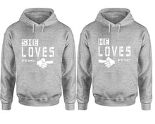 將圖片載入圖庫檢視器 She Loves Me and He Loves Me hoodies, Matching couple hoodies, Sports Grey pullover hoodies