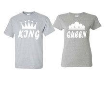 Load image into Gallery viewer, King and Queen matching couple shirts.Couple shirts, Sports Grey t shirts for men, t shirts for women. Couple matching shirts.