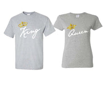 Load image into Gallery viewer, King and Queen matching couple shirts.Couple shirts, Sports Grey t shirts for men, t shirts for women. Couple matching shirts.
