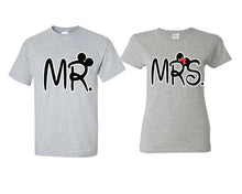 Load image into Gallery viewer, Mr Mrs matching couple shirts.Couple shirts, Sports Grey t shirts for men, t shirts for women. Couple matching shirts.