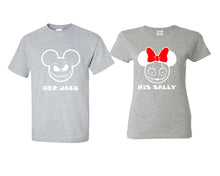 Load image into Gallery viewer, Her Jack and His Sally matching couple shirts.Couple shirts, Sports Grey t shirts for men, t shirts for women. Couple matching shirts.