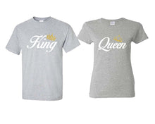 將圖片載入圖庫檢視器 King and Queen matching couple shirts.Couple shirts, Sports Grey t shirts for men, t shirts for women. Couple matching shirts.