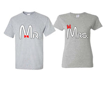 Load image into Gallery viewer, Mr Mrs matching couple shirts.Couple shirts, Sports Grey t shirts for men, t shirts for women. Couple matching shirts.