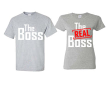 將圖片載入圖庫檢視器 The Boss The Real Boss matching couple shirts.Couple shirts, Sports Grey t shirts for men, t shirts for women. Couple matching shirts.