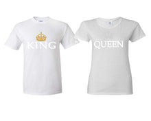 將圖片載入圖庫檢視器 King Queen matching couple shirts.Couple shirts, White t shirts for men, t shirts for women. Couple matching shirts.