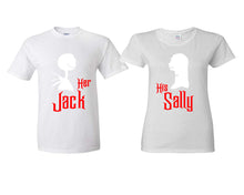 Load image into Gallery viewer, Her Jack His Sally matching couple shirts.Couple shirts, White t shirts for men, t shirts for women. Couple matching shirts.