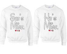 將圖片載入圖庫檢視器 She's Mine He's Mine couple sweatshirts. White sweaters for men, sweaters for women. Sweat shirt. Matching sweatshirts for couples