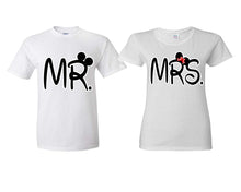 Load image into Gallery viewer, Mr Mrs matching couple shirts.Couple shirts, White t shirts for men, t shirts for women. Couple matching shirts.