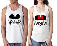 Load image into Gallery viewer, Dad Mom  matching couple tank tops. Couple shirts, White tank top for men, tank top for women. Cute shirts.