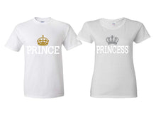 將圖片載入圖庫檢視器 Prince Princess matching couple shirts.Couple shirts, White t shirts for men, t shirts for women. Couple matching shirts.