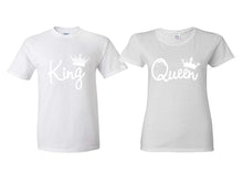 將圖片載入圖庫檢視器 King Queen matching couple shirts.Couple shirts, White t shirts for men, t shirts for women. Couple matching shirts.