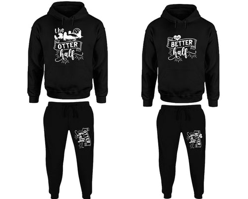 The Better Half matching top and bottom set, Black pullover hoodie and sweatpants sets for mens, pullover hoodie and jogger set womens. Matching couple Jogger Pants.