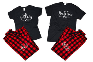 Hubby and WifeyFlannel Pants, Christmas Pajamas, Buffalo Red_Black