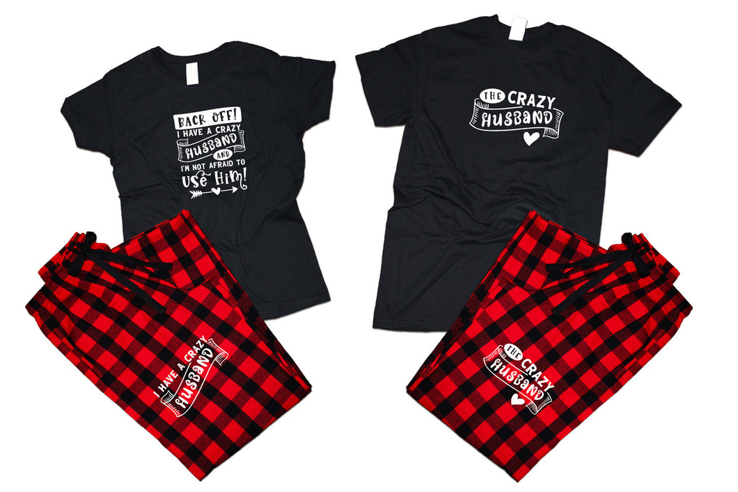 Crazy HusbandFlannel Pants, Christmas Pajamas, Buffalo Red_Black