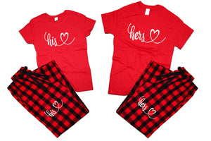 His and HersFlannel Pants, Christmas Pajamas, Buffalo Red_Red