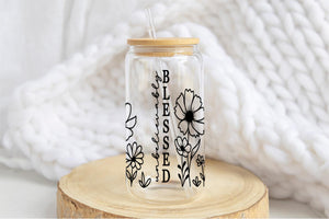 Blessed 16oz Tumbler Cup With Bamboo Lid And Straw, 