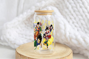 Dragon Ball Tumbler Glass Cup With Lid And Straw