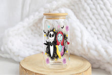 將圖片載入圖庫檢視器 Jack and Sally Tumbler Glass Cup With Lid And Straw
