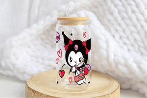 Kuromi Tumbler Glass Cup With Lid And Straw