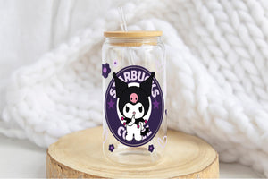 Kuromi Tumbler Glass Cup With Lid And Straw