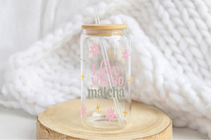 I Love Matcha 16oz Tumbler Cup With Bamboo Lid And Straw, 