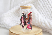 Load image into Gallery viewer, Nezuko Demon Slayer Tumbler Glass Cup With Lid And Straw
