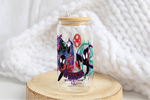 Spiderman Tumbler Glass Cup With Lid And Straw