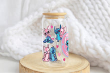 Load image into Gallery viewer, Stitch Tumbler Glass Cup With Lid And Straw
