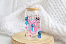 Load image into Gallery viewer, Stitch Tumbler Glass Cup With Lid And Straw
