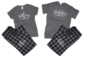 Hubby and WifeyFlannel Pants, Christmas Pajamas, Charcoal Black_Charcoal