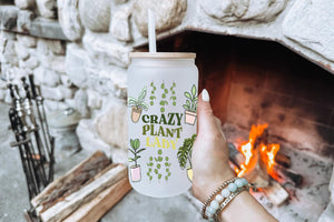 Crazy Plant Lady 16oz Tumbler Cup With Bamboo Lid And Straw, 