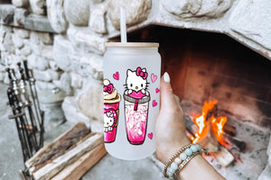 Hello Kitty 16oz Tumbler Cup With Bamboo Lid And Straw, 